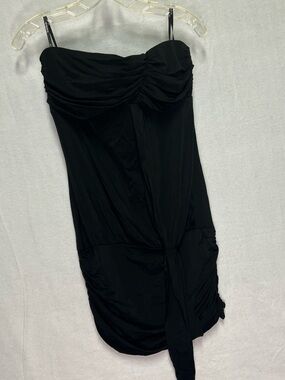 bebe Black Ruched Strapless Mini Tube Dress Size M NWT Y2K Clubwear Going Out